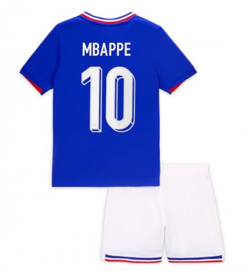 Frankrig Kylian Mbappe #10 Hjemmebanesæt Børn EM 2024 Kort ærmer (+ korte bukser)